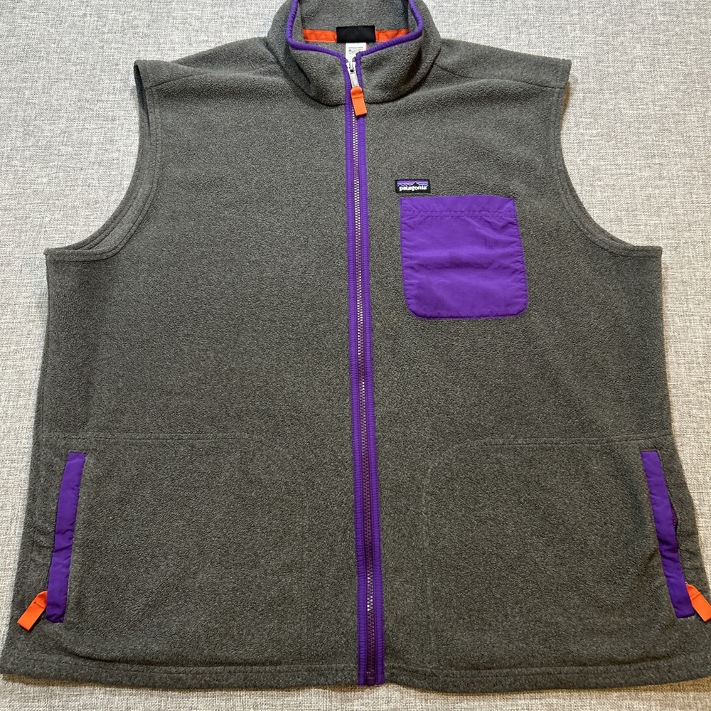 Patagonia Synchilla Karstens Vest Gray Purple Full Zip Vest Mens XXL